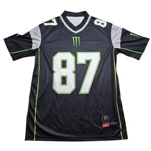 Riddell Monster Energy Rob Gronkowski 87 Football Jersey Mens Large Black Green